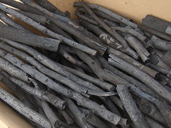 wood branch charcoal from carbonization furnace