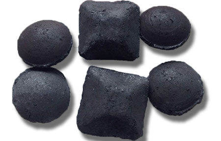 charcoal briquette with square, round shape