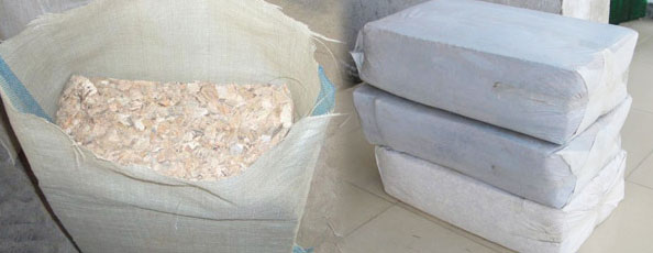 bags with compacted wood chip