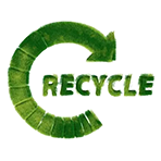green recycle character and arrow