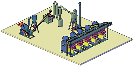 layout of a biomass screw briquette system