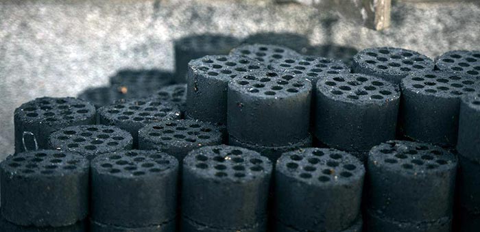 coal honeycomb briquette in storage