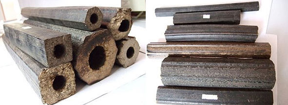 briquette from screw bio briquettes machine with different shapes